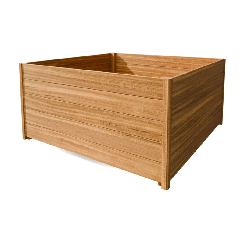 Jardinière en bois dur carrée avec pieds 140x140x68 cm