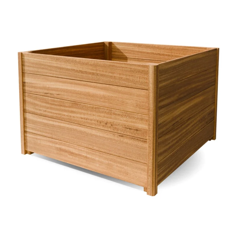 Jardinière en bois dur carrée avec pieds 100x100x68 cm