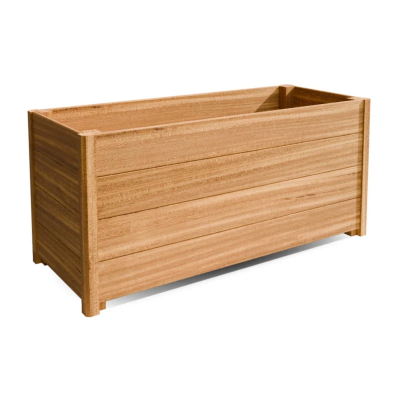 Jardinière en bois dur allongée avec pieds 120x50x55 cm