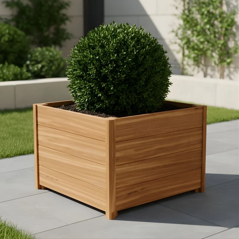 Jardinière en bois dur carrée avec pieds 80x80x55 cm
