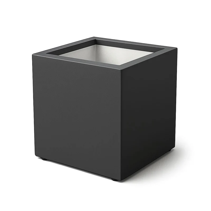 GARDRA Jardinière en polyester grise noire avec roulettes 60x60x60 cm RAL 7021