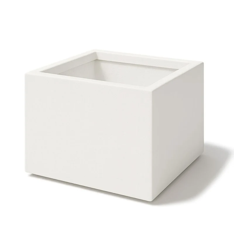 GARDRA Jardinière en polyester blanche pur 60x60x40 cm RAL 9010