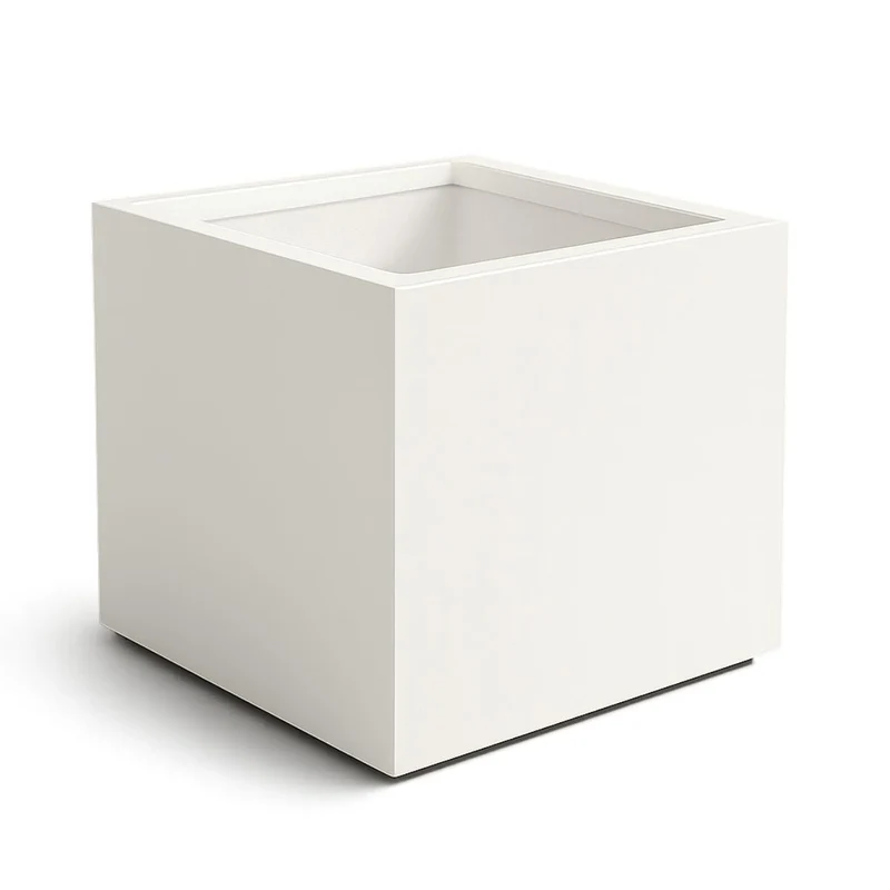GARDRA Jardinière en polyester blanche pur 80x80x60 cm RAL 9010