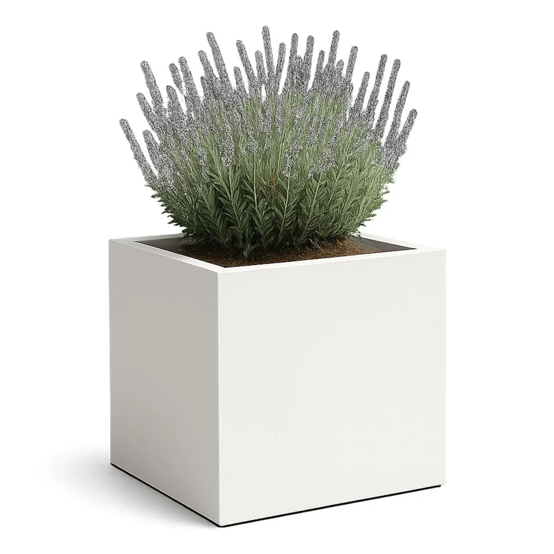GARDRA Jardinière en polyester blanche pur 80x80x60 cm RAL 9010