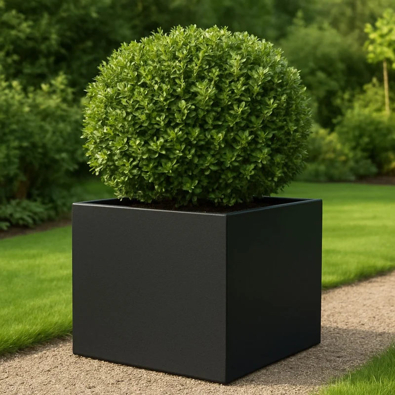 GARDRA Jardinière en polyester noire de jais 80x80x60 cm RAL 9005