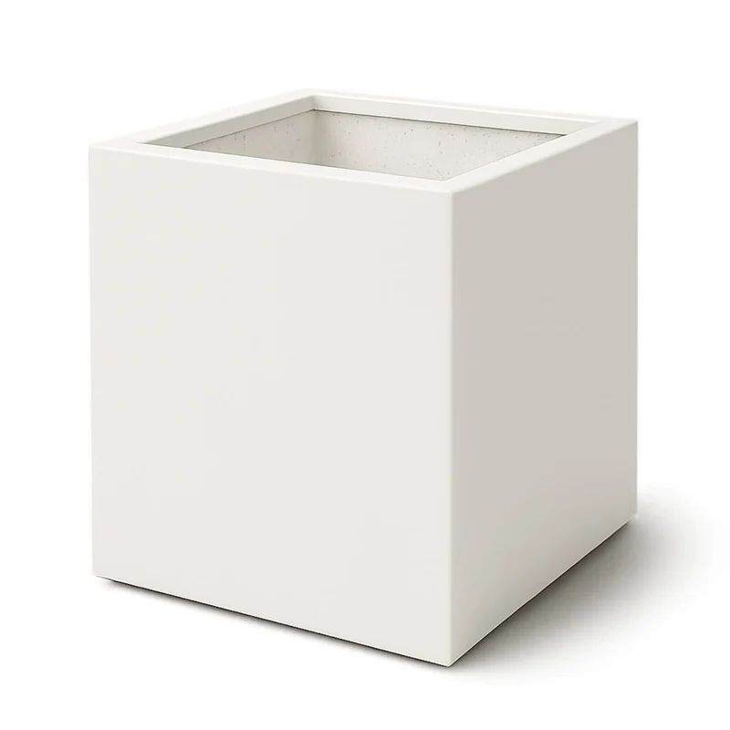 GARDRA Jardinière en polyester blanche pur 100x100x100 cm RAL 9010
