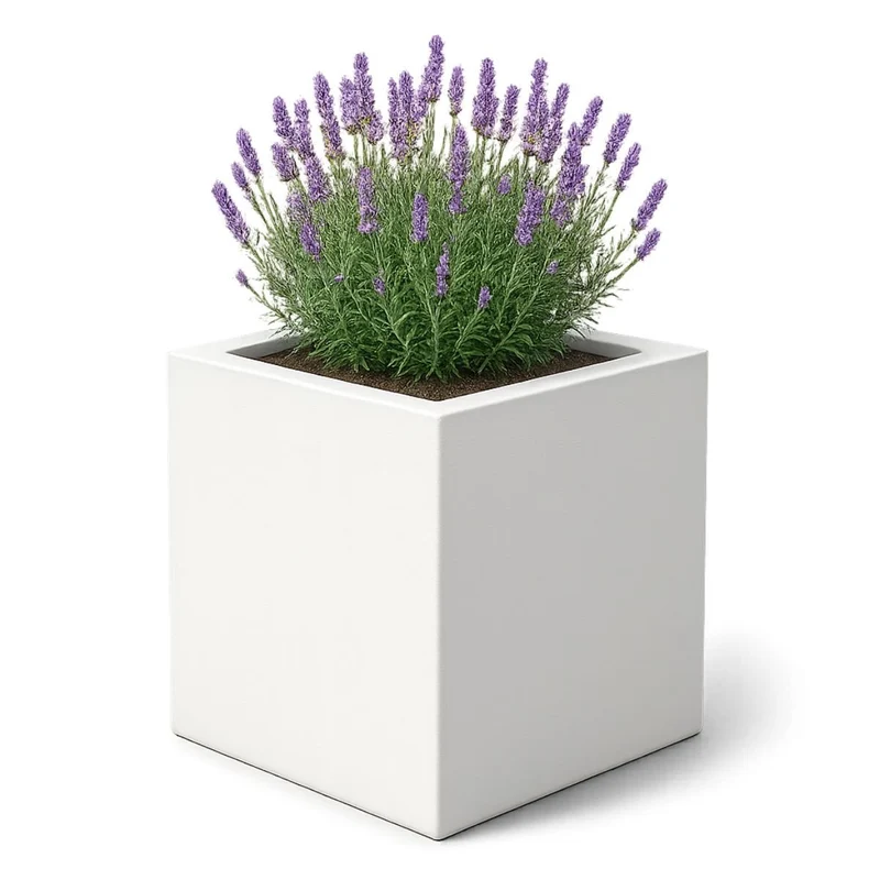 GARDRA Jardinière en polyester blanche pur 100x100x100 cm RAL 9010