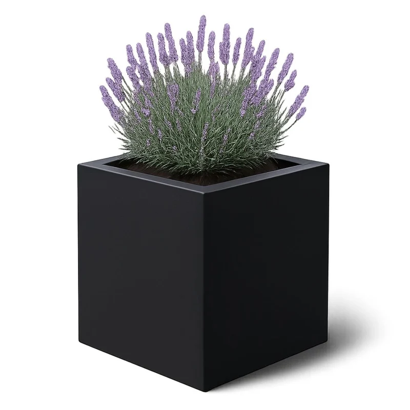 GARDRA Jardinière en polyester noire de jais 100x100x100 cm RAL 9005
