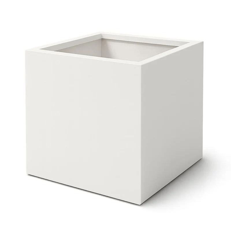 GARDRA Jardinière en polyester blanche pur 100x100x80 cm RAL 9010