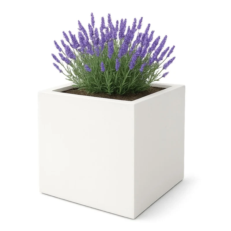 GARDRA Jardinière en polyester blanche pur 100x100x80 cm RAL 9010
