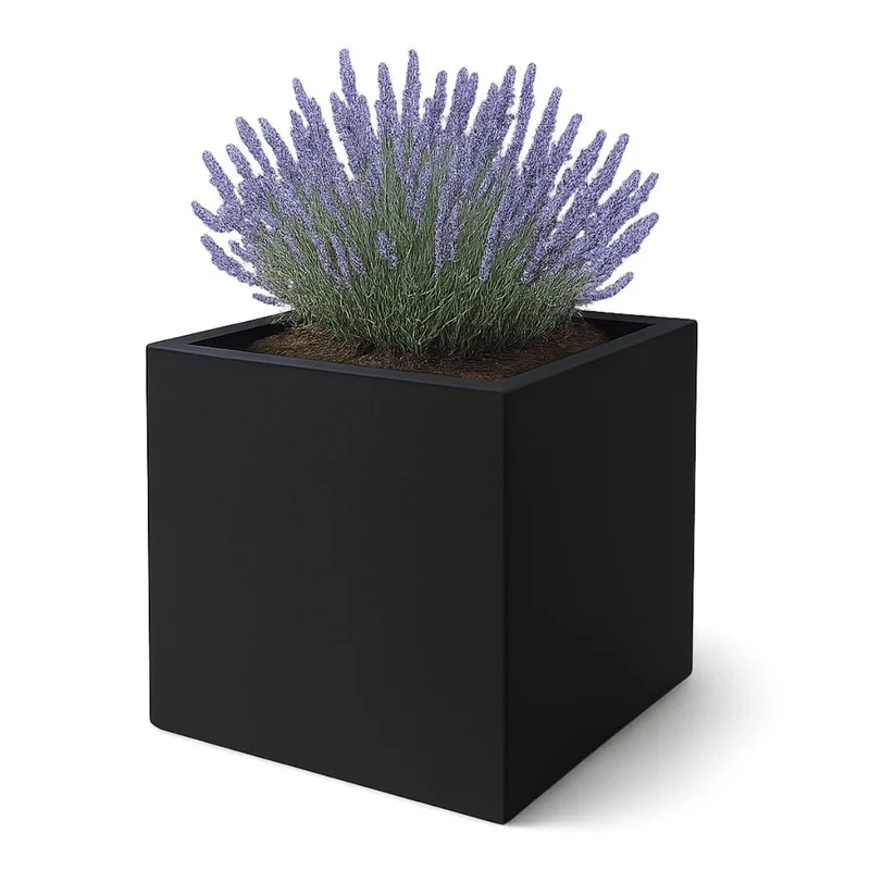 GARDRA Jardinière en polyester noire de jais 100x100x80 cm RAL 9005