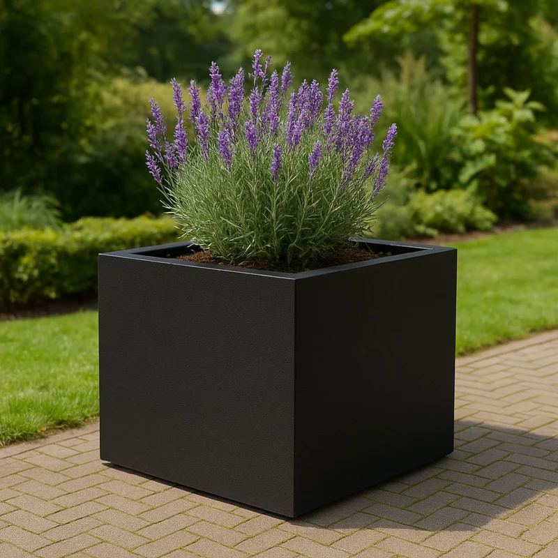 GARDRA Jardinière en polyester noire de jais 100x100x60 cm RAL 9005