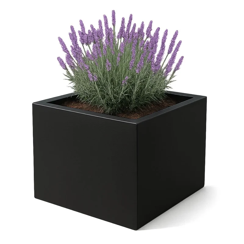 GARDRA Jardinière en polyester noire de jais 100x100x60 cm RAL 9005