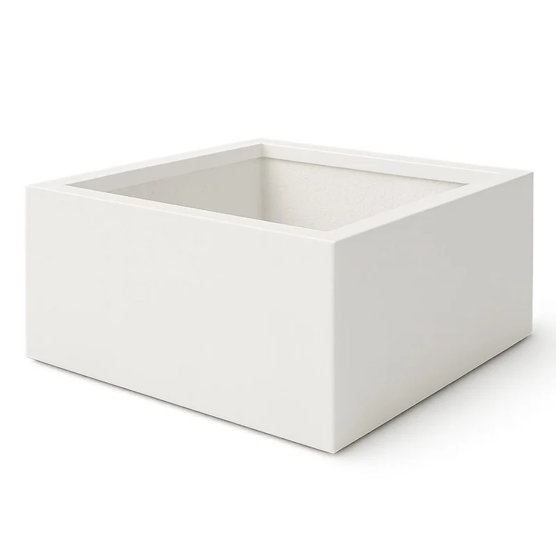 GARDRA Jardinière en polyester blanche pur 100x100x40 cm RAL 9010