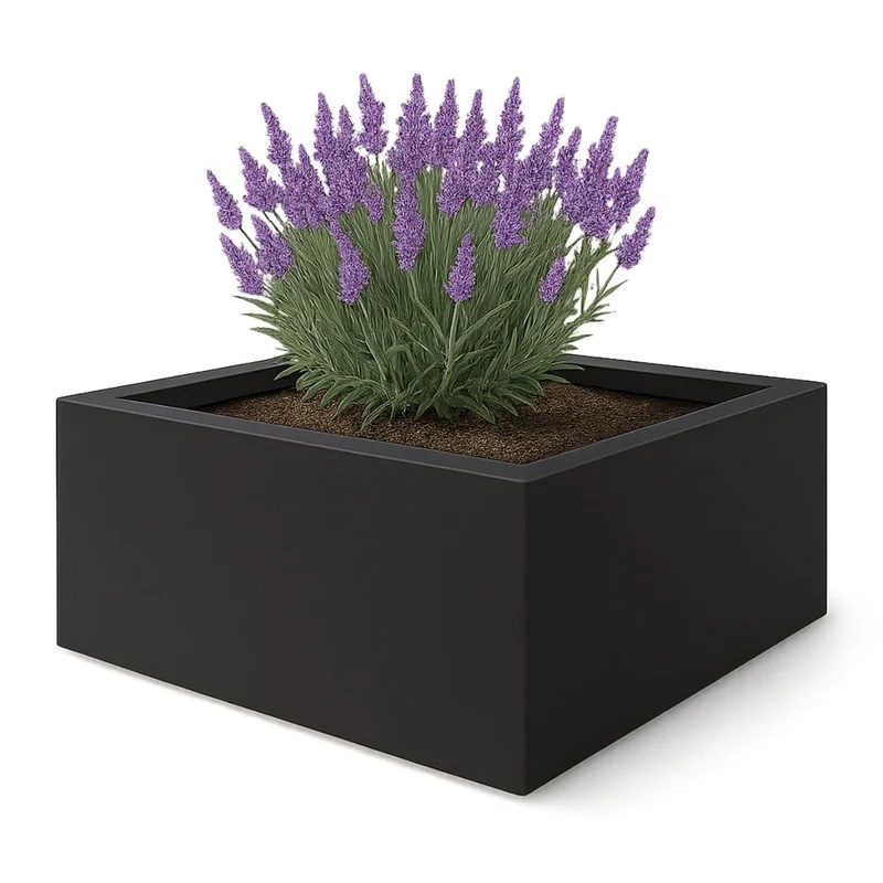GARDRA Jardinière en polyester noire de jais 100x100x40 cm RAL 9005