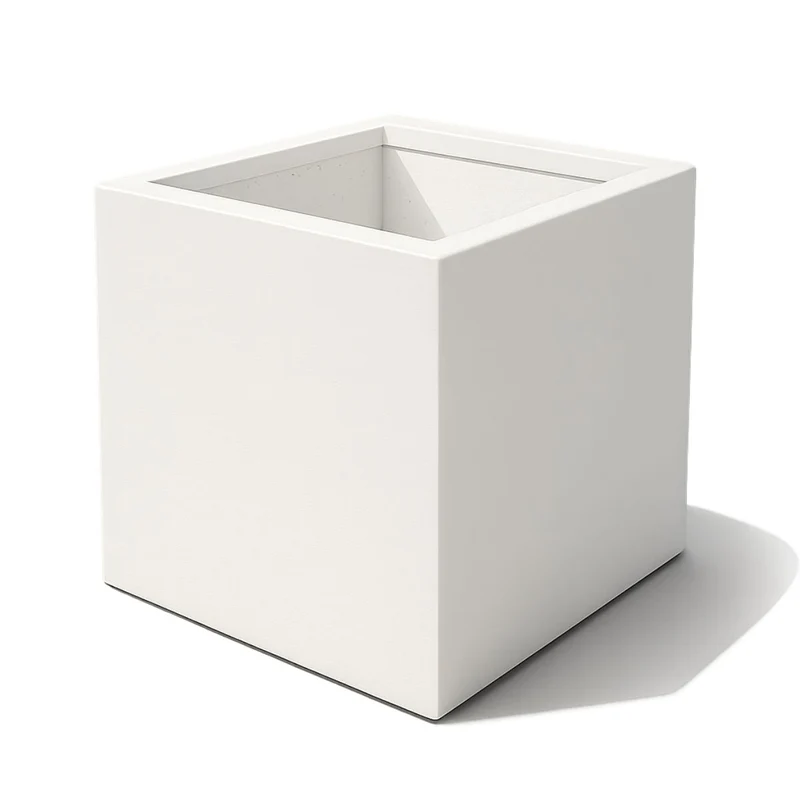GARDRA Jardinière en polyester blanche pur 120x120x120 cm RAL 9010