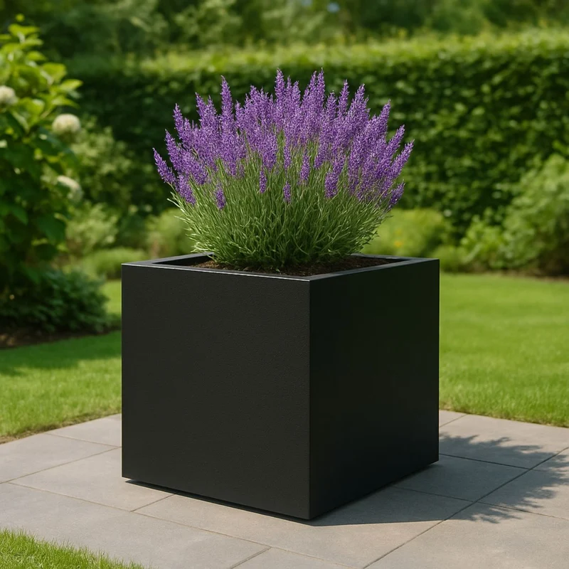 GARDRA Jardinière en polyester noire de jais 120x120x100 cm RAL 9005