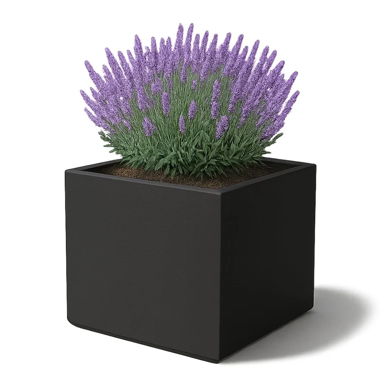 GARDRA Jardinière en polyester noire de jais 120x120x100 cm RAL 9005