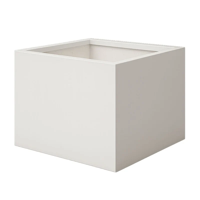 GARDRA Jardinière en polyester blanche pur 120x120x80 cm RAL 9010
