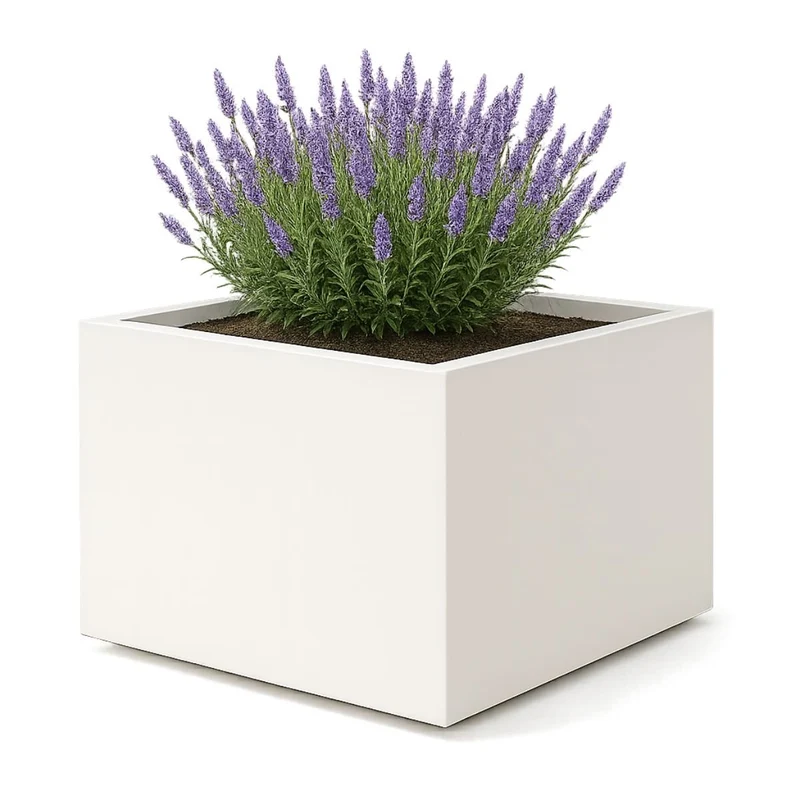GARDRA Jardinière en polyester blanche pur 120x120x80 cm RAL 9010