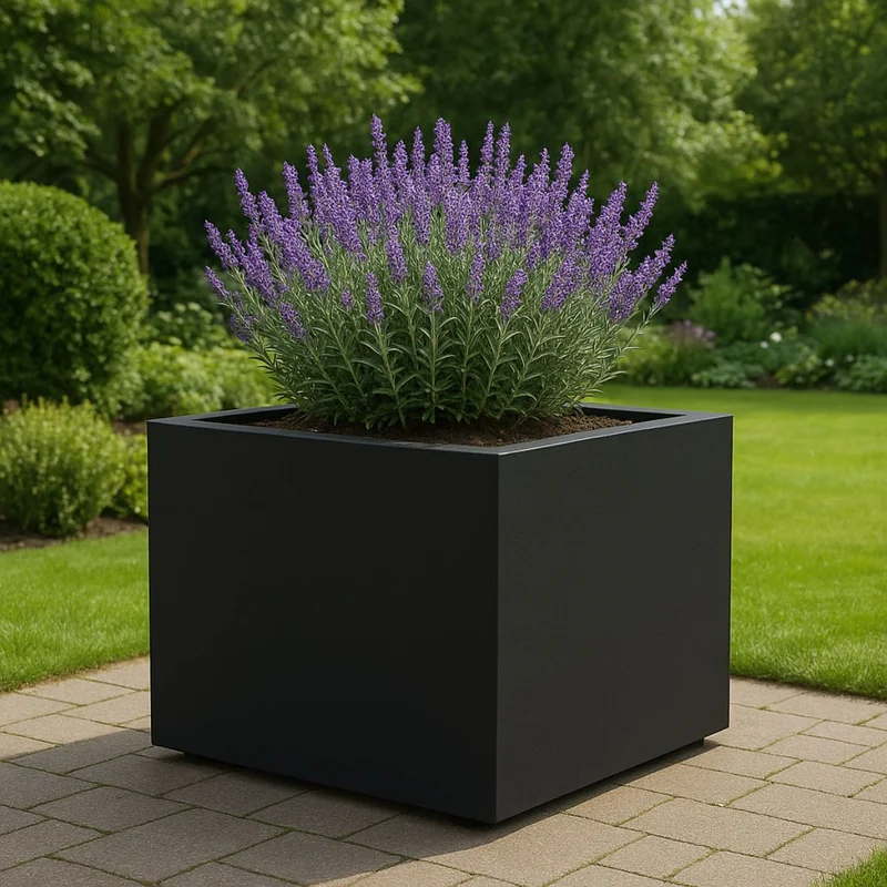 GARDRA Jardinière en polyester noire de jais 120x120x80 cm RAL 9005