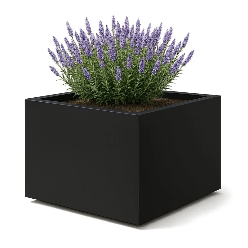 GARDRA Jardinière en polyester noire de jais 120x120x80 cm RAL 9005