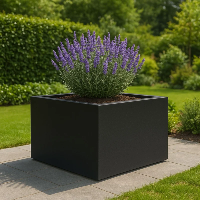 GARDRA Jardinière en polyester noire de jais 120x120x60 cm RAL 9005