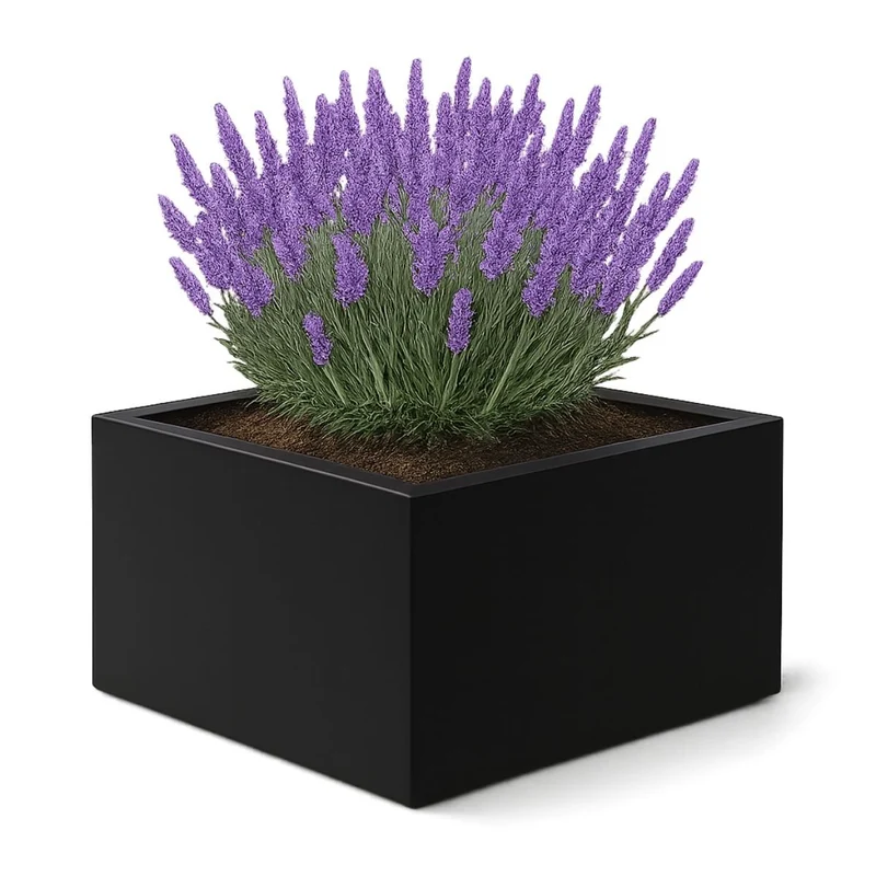GARDRA Jardinière en polyester noire de jais 120x120x60 cm RAL 9005