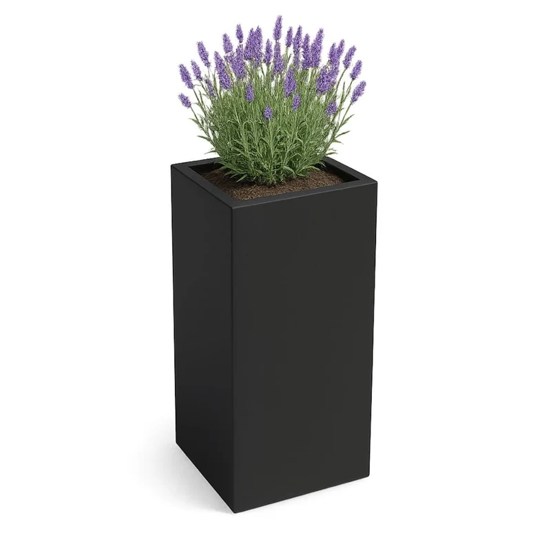 GARDRA Jardinière en polyester noire de jais 50x50x120 cm RAL 9005