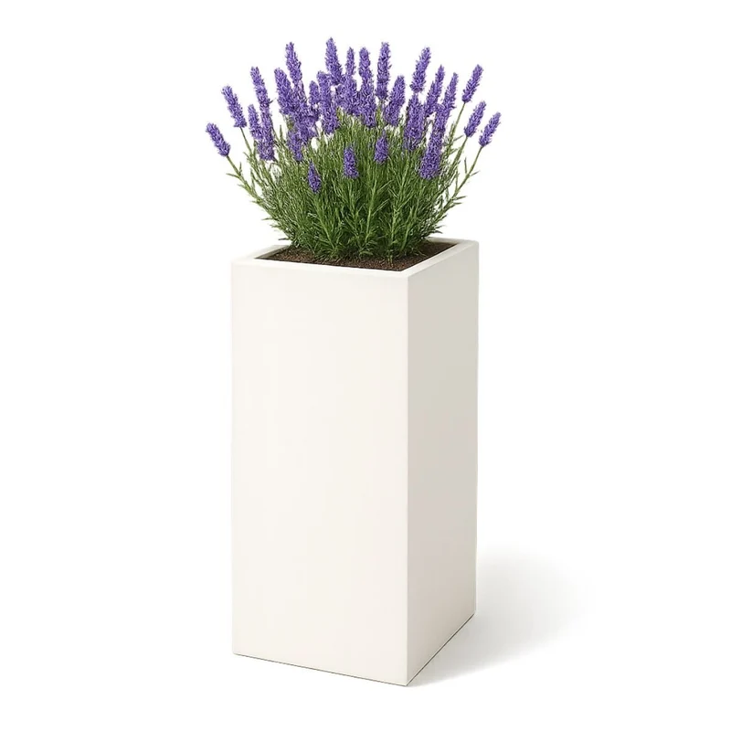 GARDRA Jardinière en polyester blanche pur 50x50x100 cm RAL 9010