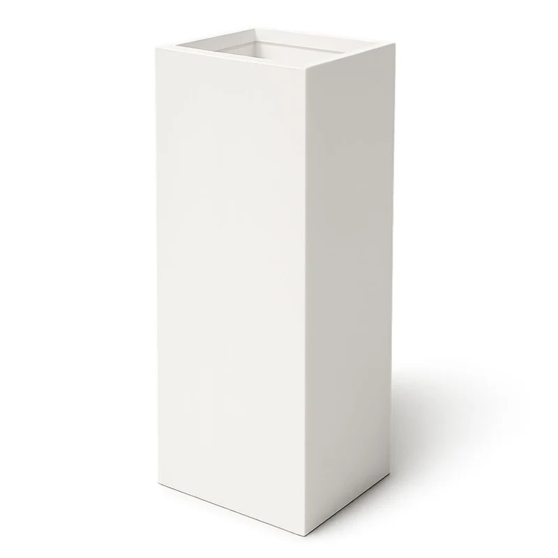 GARDRA Jardinière en polyester blanche pur 40x40x120 cm RAL 9010