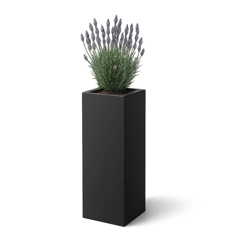GARDRA Jardinière en polyester noire de jais 40x40x120 cm RAL 9005