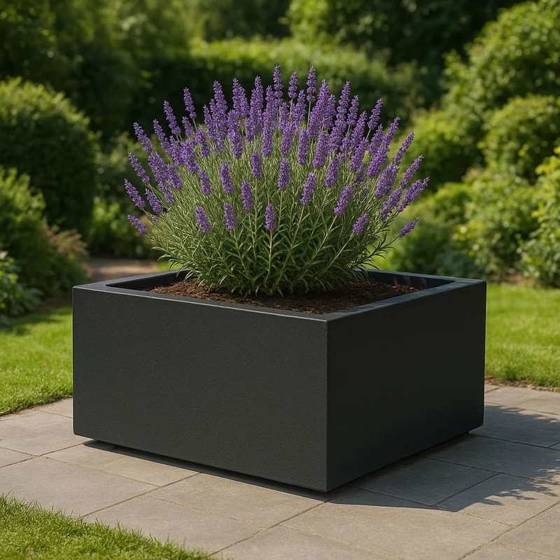 GARDRA Jardinière en polyester noire de jais 120x120x40 cm RAL 9005