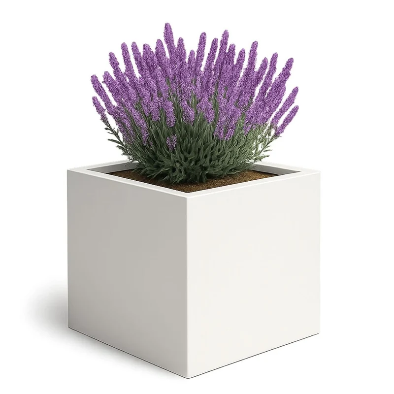 GARDRA Jardinière en polyester blanche pur 140x140x140 cm RAL 9010