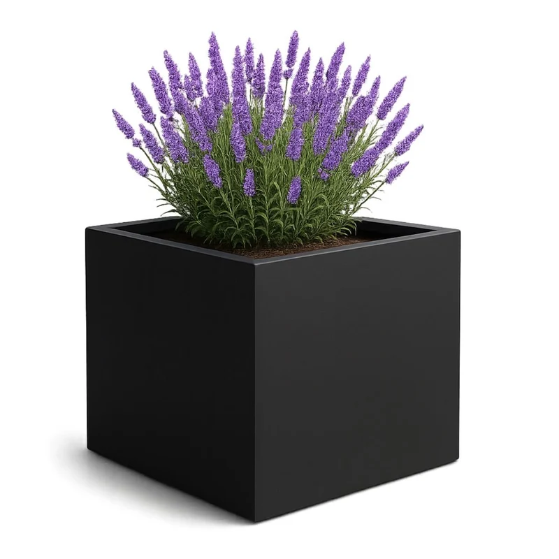 GARDRA Jardinière en polyester noire de jais 140x140x140 cm RAL 9005