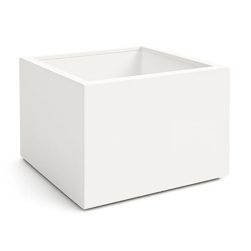 GARDRA Jardinière en polyester blanche pur 140x140x100 cm RAL 9010