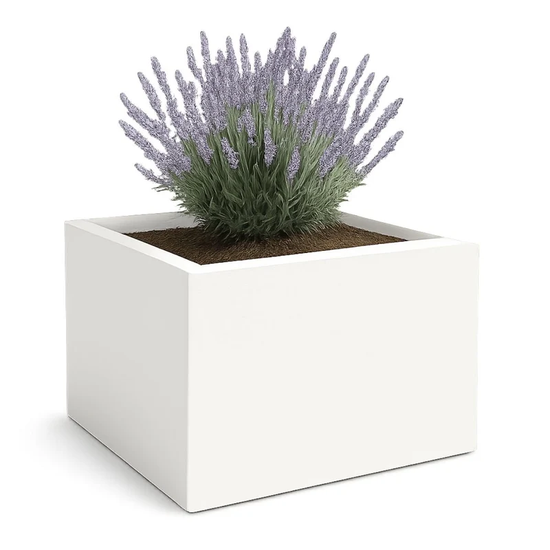 GARDRA Jardinière en polyester blanche pur 140x140x100 cm RAL 9010