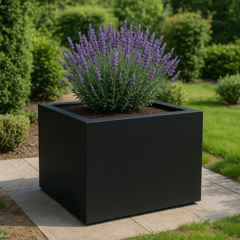 GARDRA Jardinière en polyester noire de jais 140x140x100 cm RAL 9005