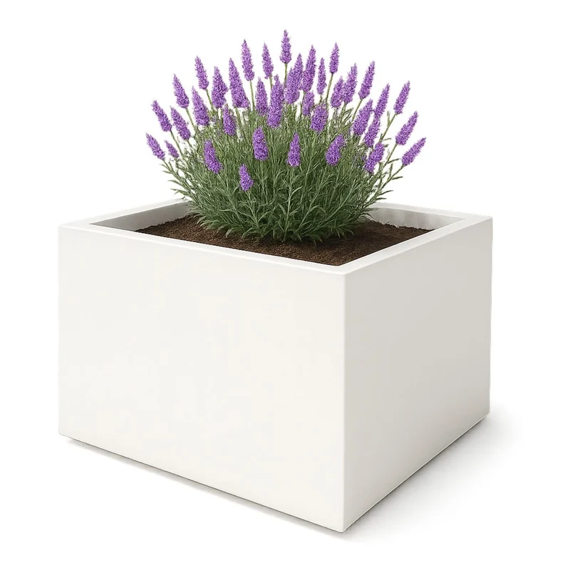 GARDRA Jardinière en polyester blanche pur 140x140x80 cm RAL 9010
