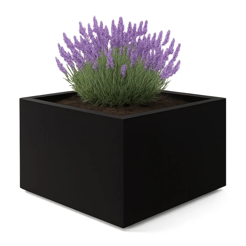 GARDRA Jardinière en polyester noire de jais 140x140x60 cm RAL 9005
