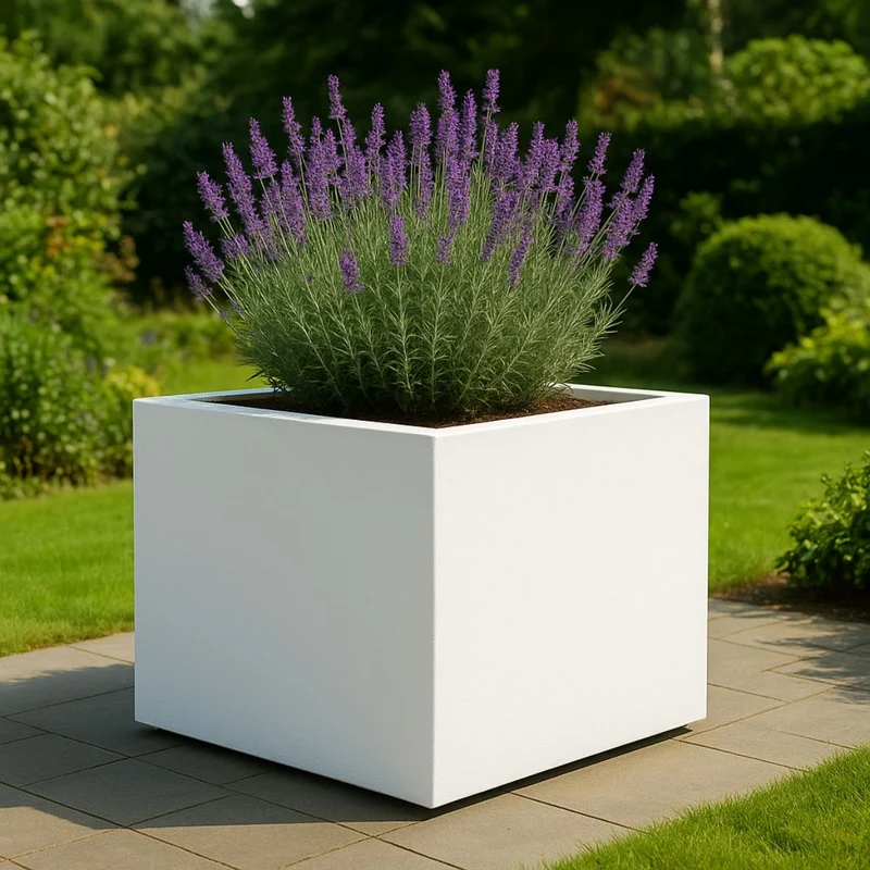 GARDRA Jardinière en polyester blanche pur 160x160x100 cm RAL 9010