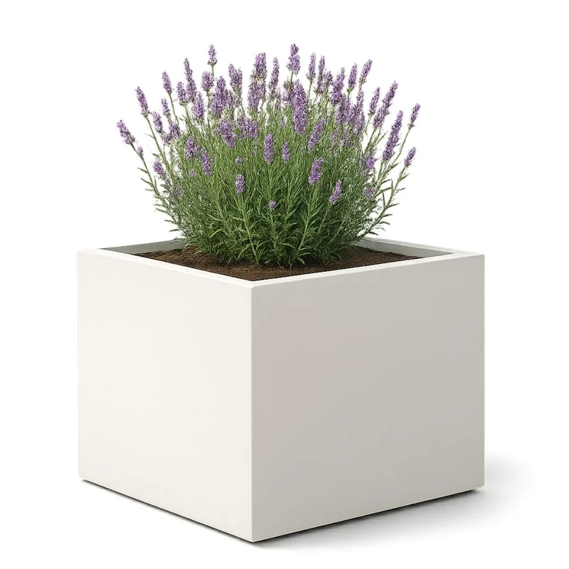 GARDRA Jardinière en polyester blanche pur 160x160x100 cm RAL 9010