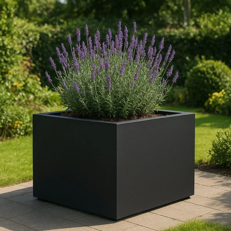 GARDRA Jardinière en polyester noire de jais 160x160x100 cm RAL 9005