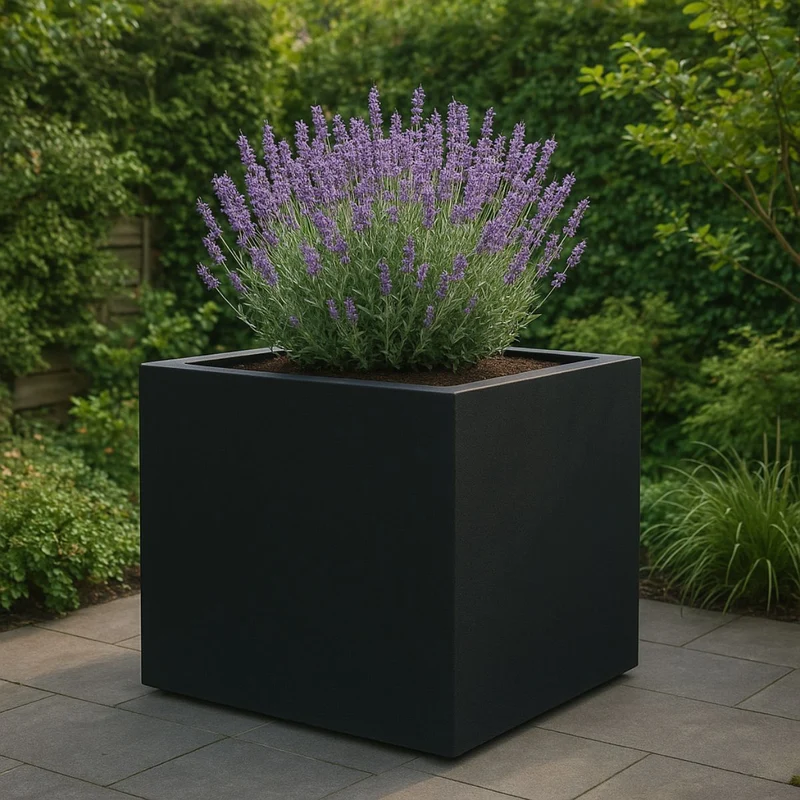 GARDRA Jardinière en polyester noire de jais 160x160x160 cm RAL 9005