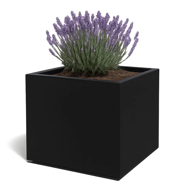 GARDRA Jardinière en polyester noire de jais 160x160x160 cm RAL 9005
