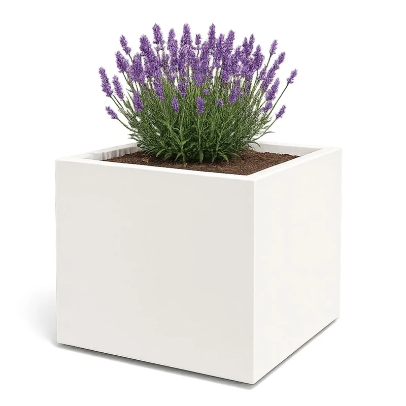 GARDRA Jardinière en polyester blanche pur 160x160x160 cm RAL 9010