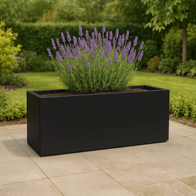 GARDRA Jardinière en polyester noire de jais 120x40x50 cm RAL 9005