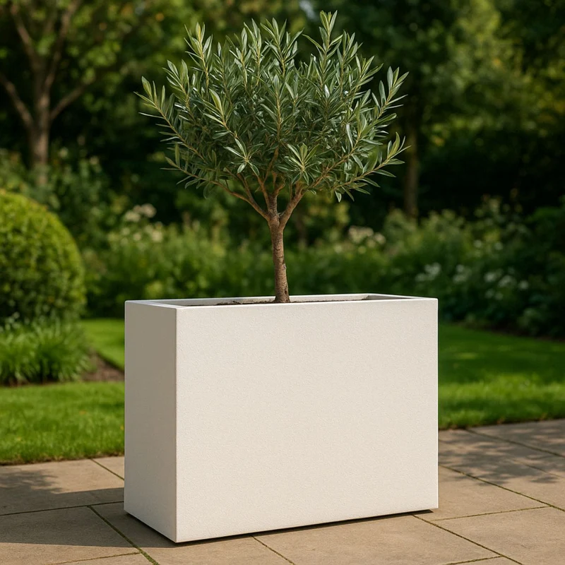 GARDRA Jardinière en polyester blanche pur 80x40x80 cm RAL 9010