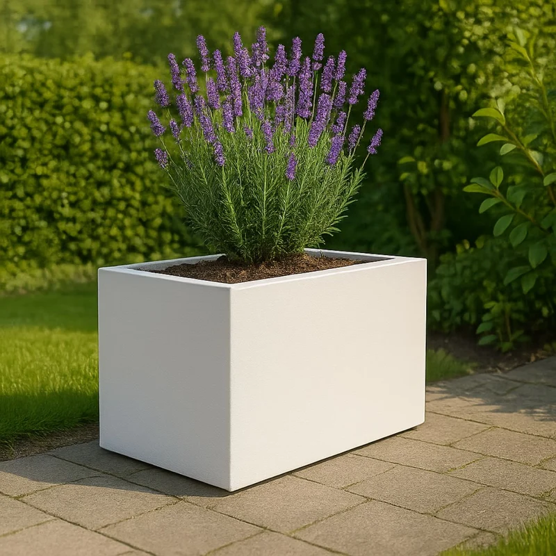 GARDRA Jardinière en polyester blanche pur 80x40x40 cm RAL 9010