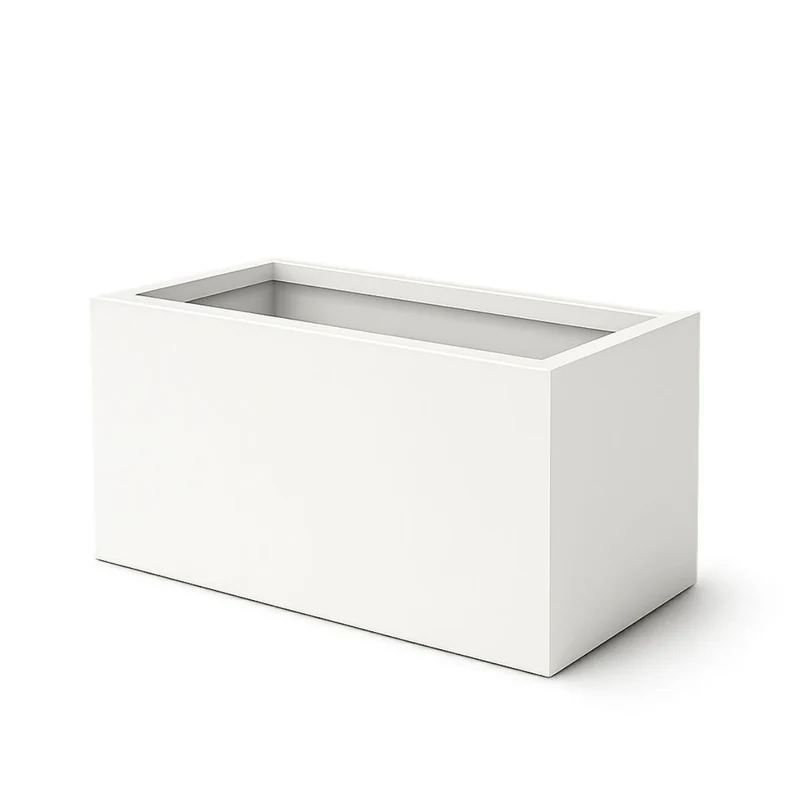 GARDRA Jardinière en polyester blanche pur 80x40x40 cm RAL 9010